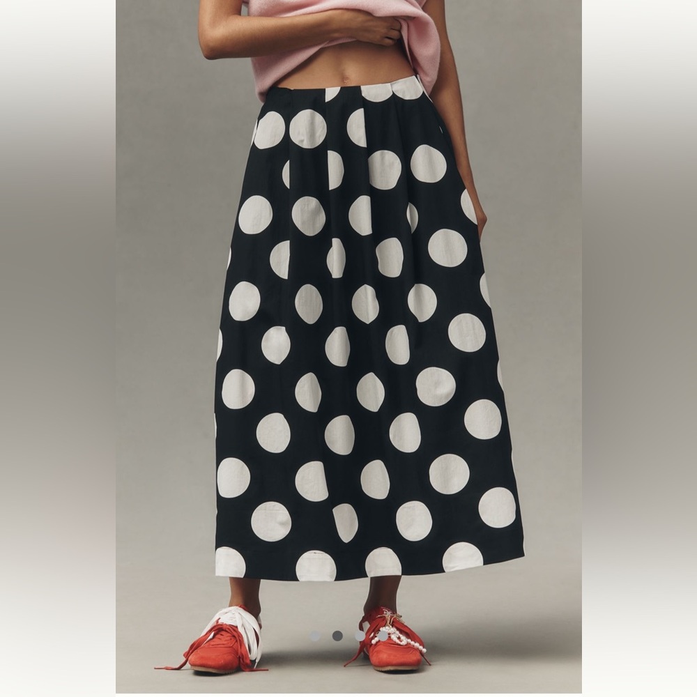 MAEVE COTTON POPLIN PLEATED MIDI SKIRT NWT sold out online size M - Picture 3 of 5